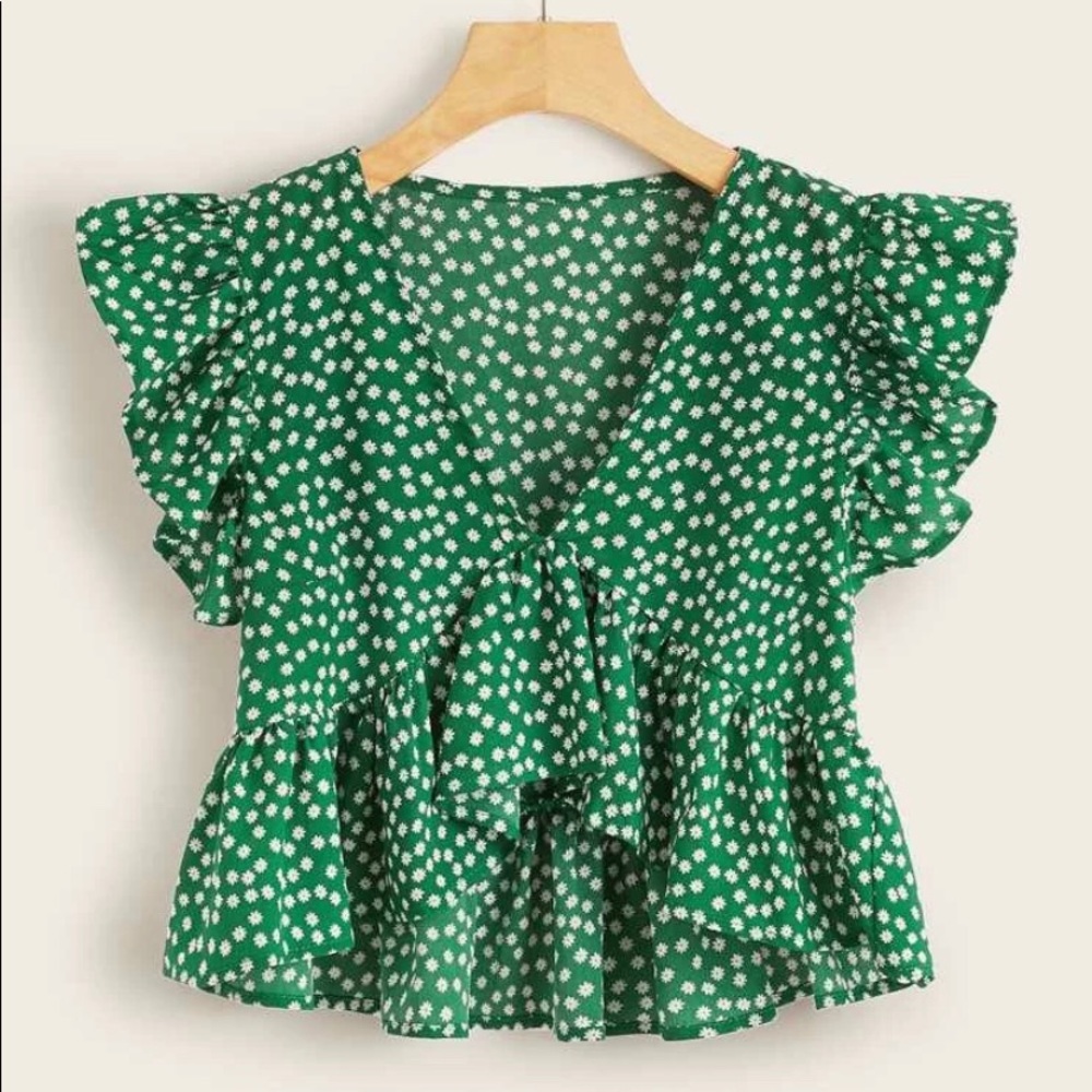 shein floral crop blouse